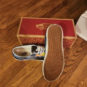 Vans Blue and Black Flame Sneakers